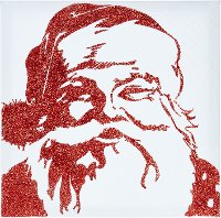 18 Inch Red Glittered Santa Canvas Wall Art