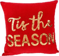 Red Tis the Season Throw Pillow with Sequins