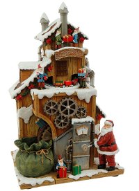 Resin Animated Musical Santa Factory with Elves