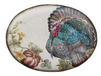 Turkey and Pumpkin Ceramic Hand-Painted Platter