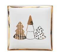 Square Ceramic Plate with Gold Electroplating Trees