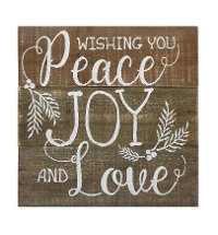 Wooden Wishing You Peace Joy and Love Wall Decor