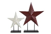 14 Inch White Metal Star on Base