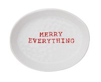 White and Red 'Merry Everything' Stoneware Oval Dish