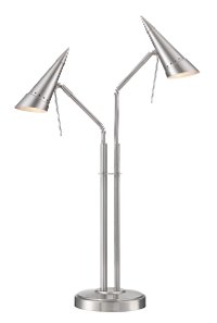 2-Light Steel Cone Halogen Desk Lamp - Talbot
