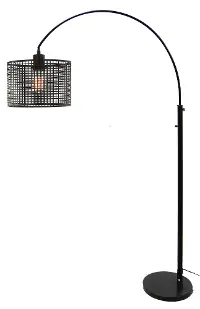 Black Arch Contemporary Floor Lamp with Mesh Metal Shade
