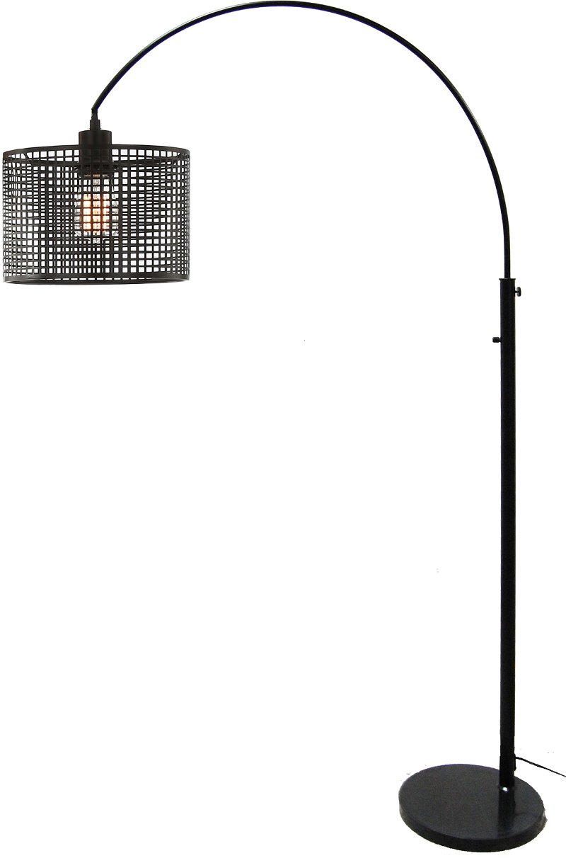 Black Arch Contemporary Floor Lamp With Mesh Metal Shade Rc