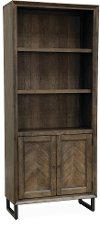 Fossil Brown Bookcase with Doors - Harper Point-2