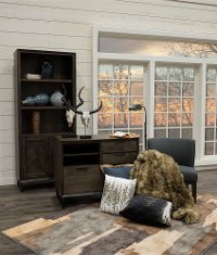 Fossil Brown Bookcase with Doors - Harper Point-3