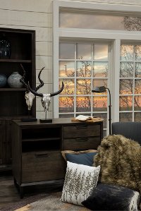 Fossil Brown Bookcase with Doors - Harper Point-4