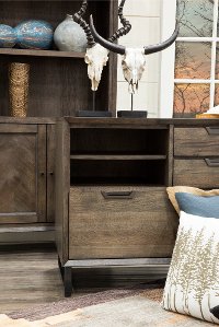 Fossil Brown Bookcase with Doors - Harper Point-5