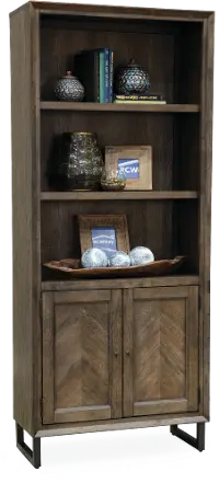 Harper Point Brown Bookcase with Doors