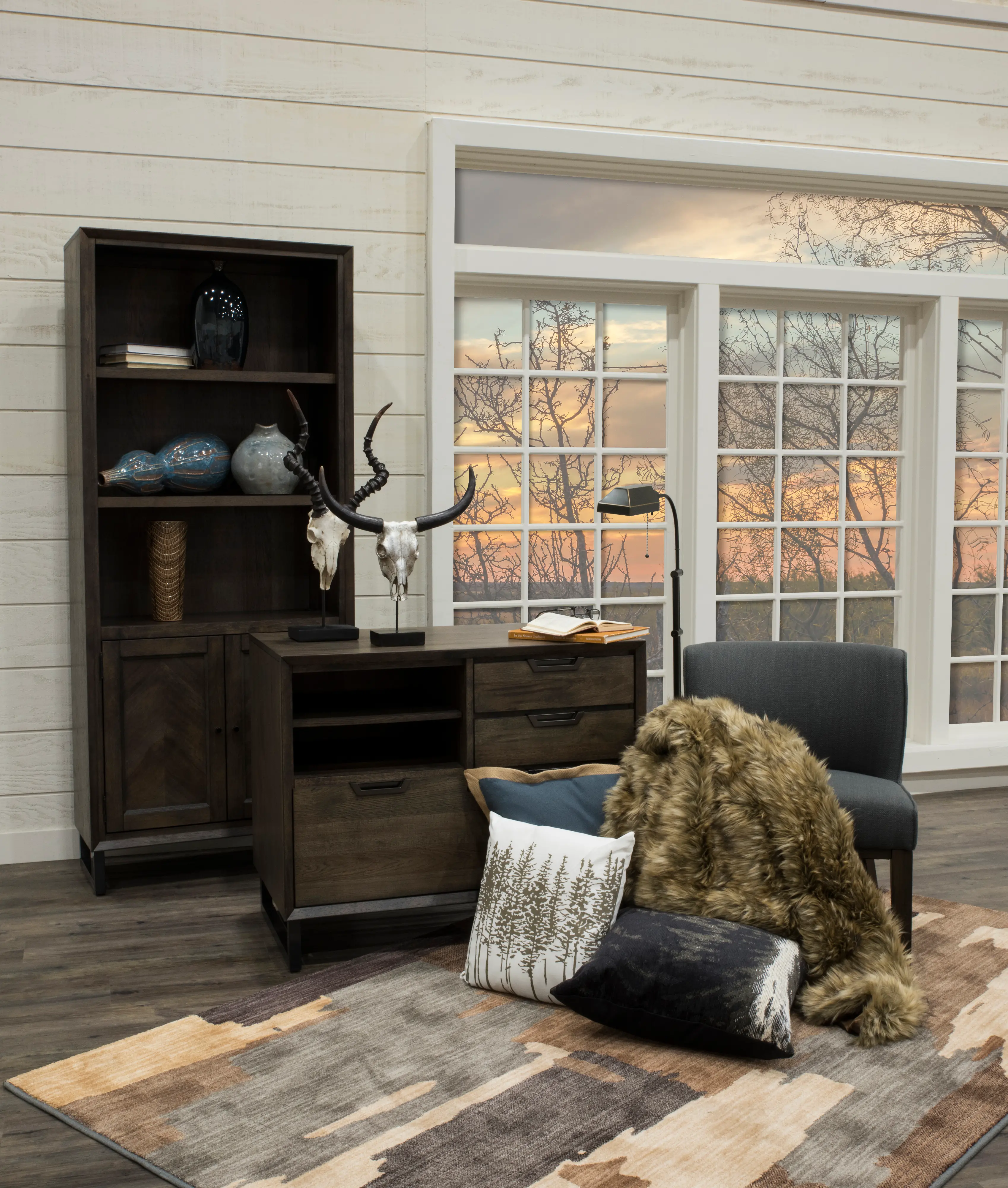 Harper Point Brown Bookcase with Doors-3