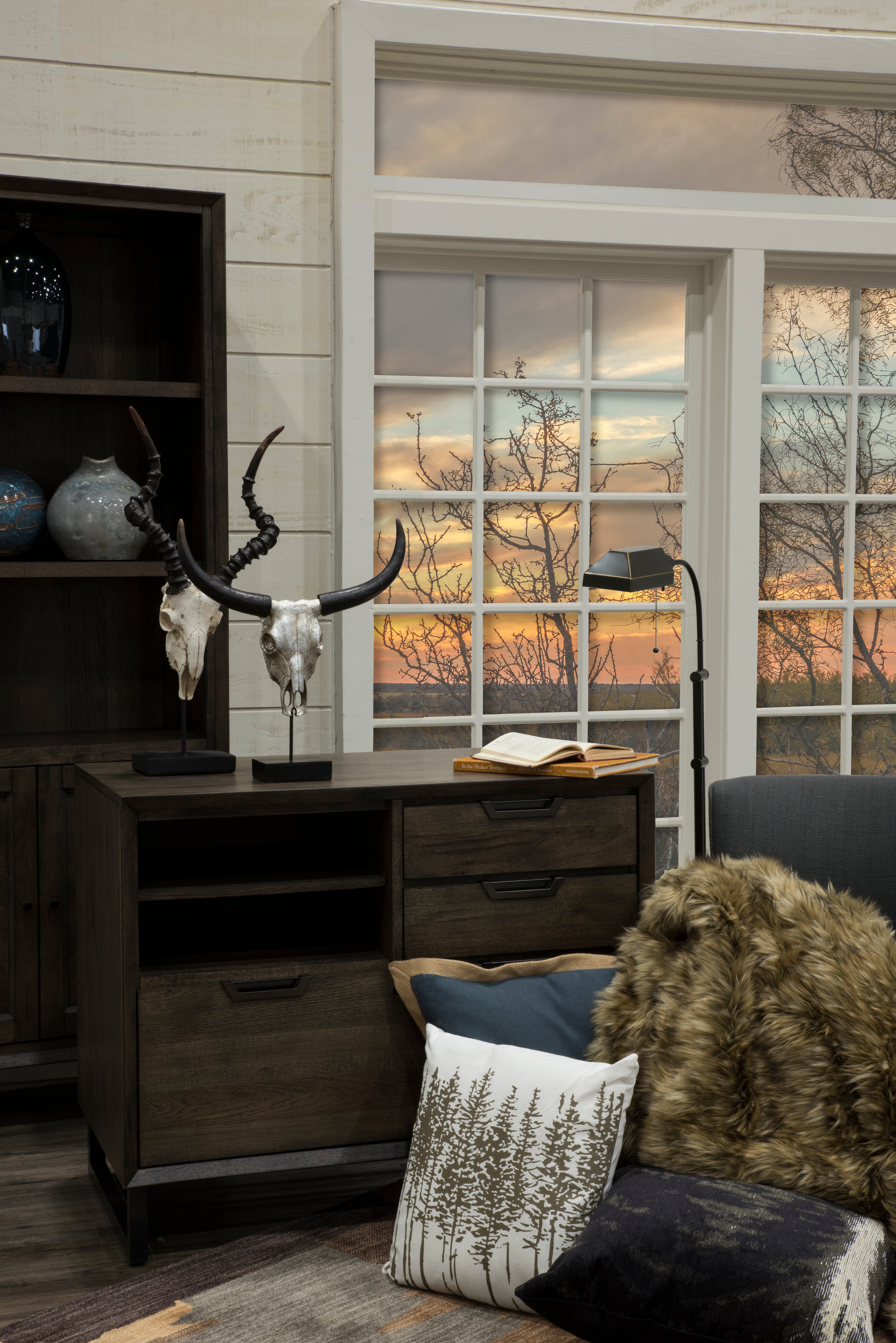 Harper Point Brown Bookcase with Doors-4
