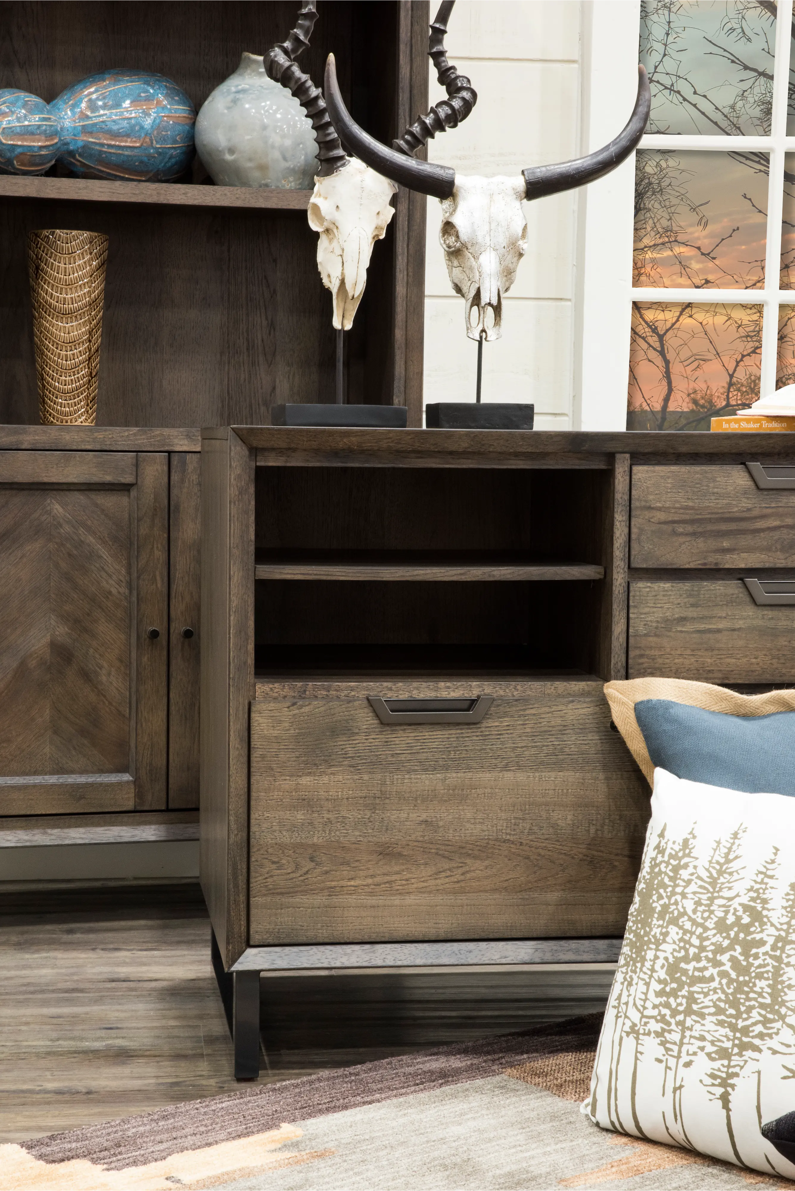Harper Point Brown Bookcase with Doors-5