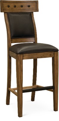 Rustic Brown Bar Stool with Back - Aspen