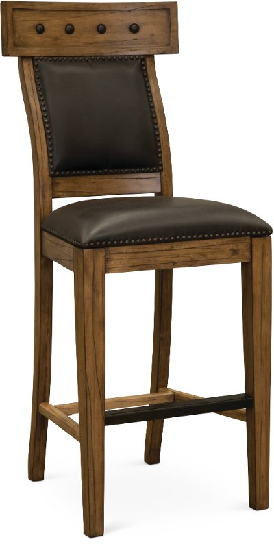 Rustic Brown Bar Stool with Back - Aspen
