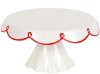 80006 Large White Cake Stand with Red Ruffle Trim