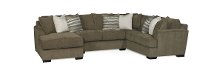 Chocolate Brown Contemporary 3 Piece Sectional Sofa - Tranquility