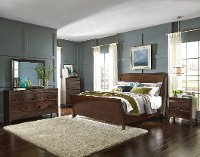 Contemporary Cherry Merlot 6 Piece King Bedroom Set - Contour