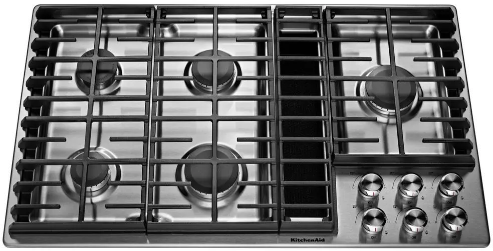 KCGD506GSS KitchenAid 36 Inch 5-Burner Downdraft Gas Cooktop - Stainless Steel-1