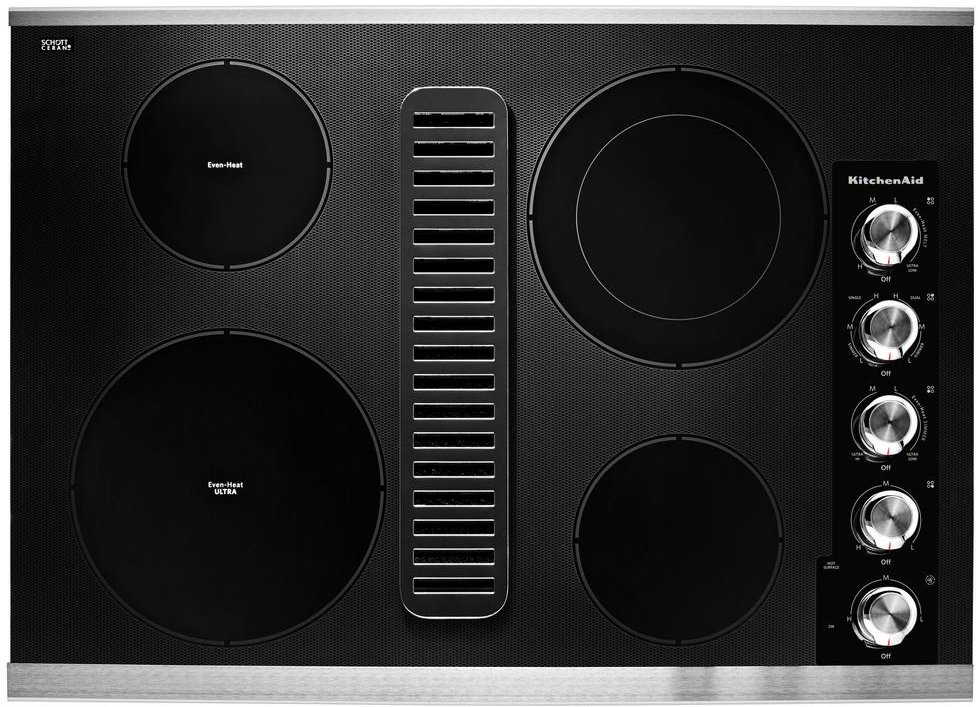 KCED600GSS KitchenAid 30 Inch Electric Downdraft Cooktop with 4 Elements - Stainless Steel-1