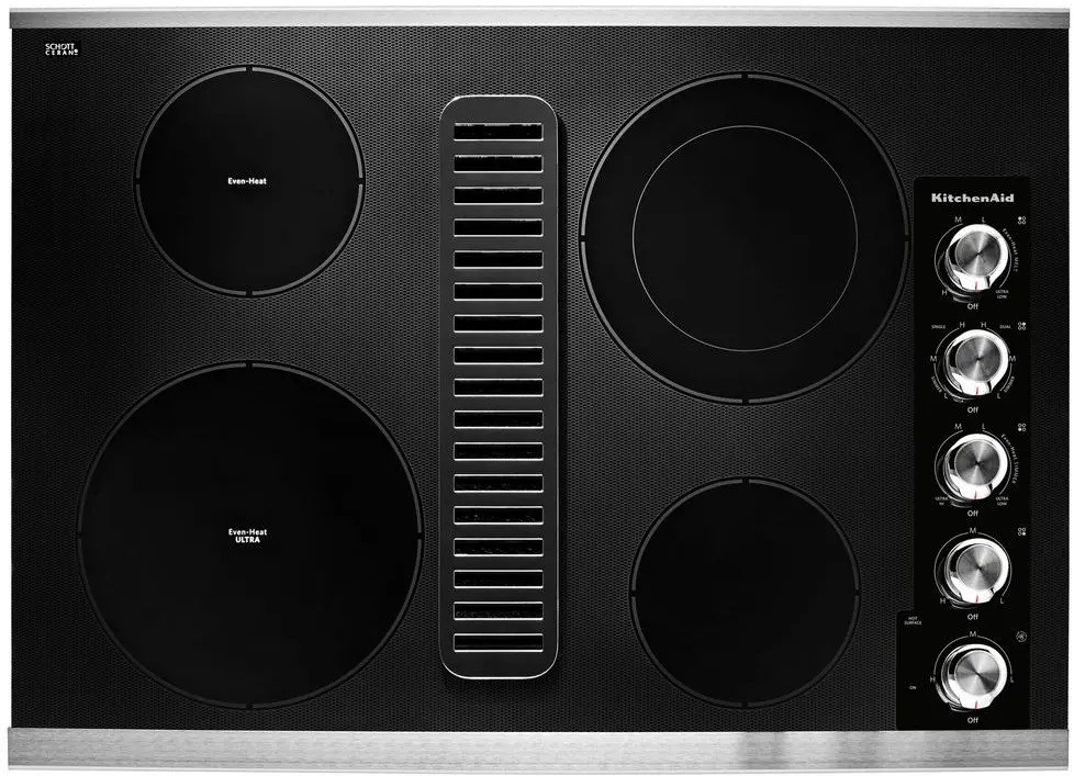 KCED600GSS KitchenAid 30 Inch Electric Downdraft Cooktop with 4 Elements - Stainless Steel-1