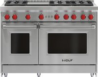 GR486G-LP Wolf 48 Inch Six Burner LP Gas Range with Griddle - Stainless Steel