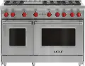 GR486G-LP Wolf 6.9 cu ft Double Oven LP Gas Range - Stainless Steel 48 Inch