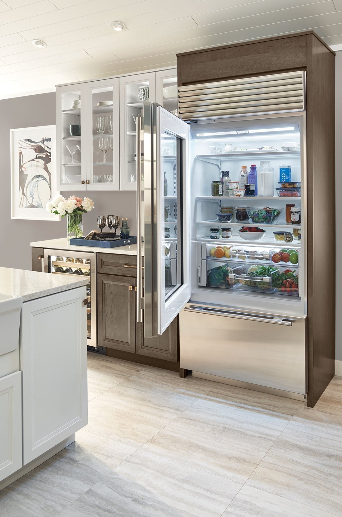 BI-36UA/S/TH-LH Sub-Zero 36 Inch Classic Bottom Freezer Refrigerator with Glass Door - 21.6 cu. ft., Left Hinge-3