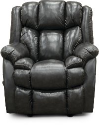 Starry Charcoal Gray Leather-Match Rocker Recliner - Renegade