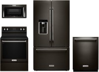 KIT KitchenAid 4 Piece Kitchen Appliance Package with Electric Range - Black Stainless Steel