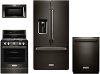 KIT KitchenAid 4 Piece Kitchen Appliance with Gas Range - Black Stainless Steel