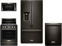 KIT KitchenAid 4 Piece Kitchen Appliance with Gas Range - Black Stainless Steel