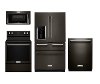 KIT KitchenAid 4 Piece Kitchen Appliance Package with Electric Range - Black Stainless Steel