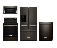 KIT KitchenAid 4 Piece Kitchen Appliance Package with Electric Range - Black Stainless Steel