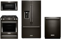 KIT KitchenAid Black Stainless Steel 4 Piece Kitchen Appliance Package with Gas Range