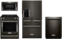 KIT KitchenAid 4 Piece Kitchen Appliance Package with Electric 6.4 cubic foot Range - Black Stainless Steel