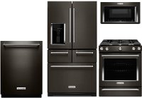 KIT KitchenAid 4 Piece Kitchen Appliance Package with 5.8 cu. ft. Gas Range - Black Stainless Steel