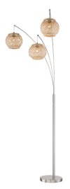 Rattan 3-Light Arc Floor Lamp - Evangeline