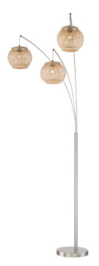 Rattan 3-Light Arc Floor Lamp - Evangeline