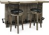 Distressed Bar and 2 Swivel Bar Stools - Mountain Smoke