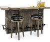 Distressed Bar and 2 Swivel Bar Stools - Mountain Smoke -2
