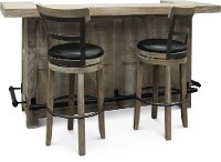 Distressed Bar and 2 Swivel Bar Stools - Mountain Smoke