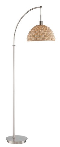 Polished Steel and Bamboo Arc Floor Lamp - Linterna