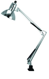 Polished Steel Functional Clamp On Lamp - Swing-arm