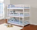 White Contemporary Triple Twin Bunk Bed - Milan