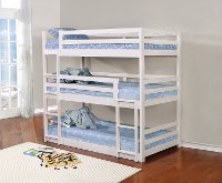 White Contemporary Triple Twin Bunk Bed - Milan