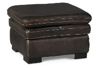 Casual Contemporary Dark Brown Leather Ottoman - Plano