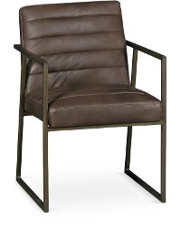 Brown Guest Chair with Brass Metal Frame